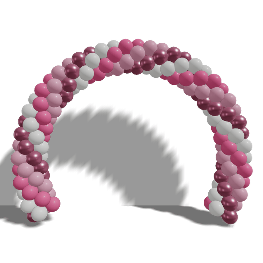 Pinkki ja valkoinen klassinen ilmapallokaari pyöreällä kehikolla, 3D-mallikuva